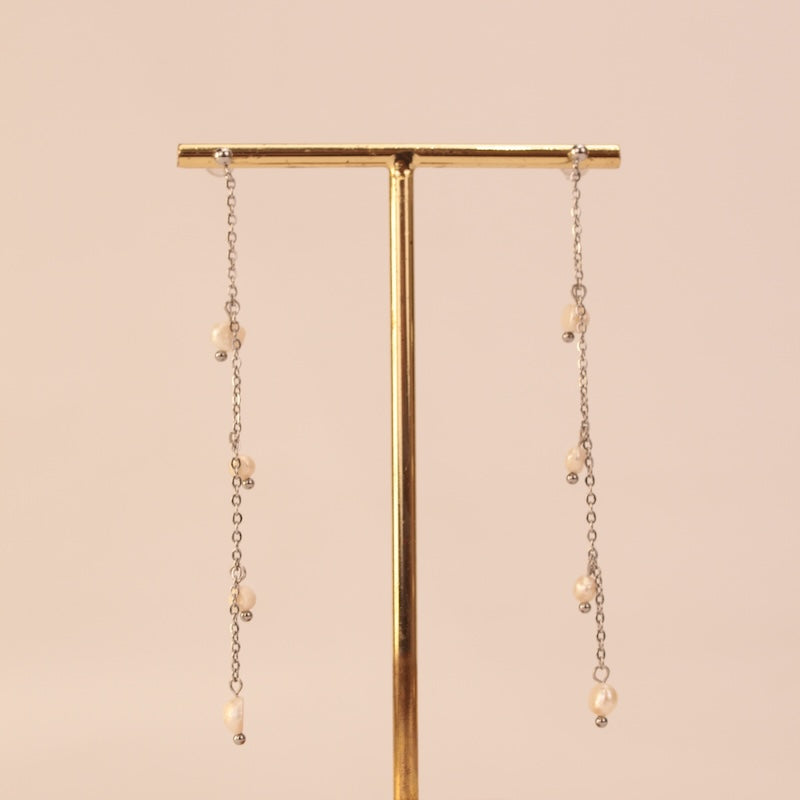 Pendientes Cascada perlas plata