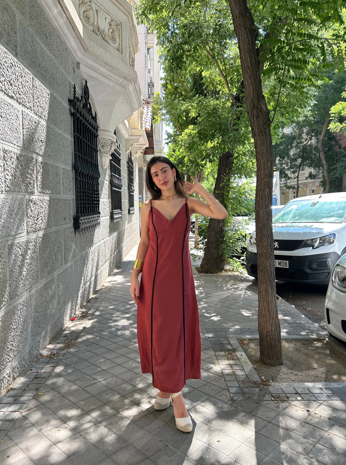 Vestido lino Zahara teja