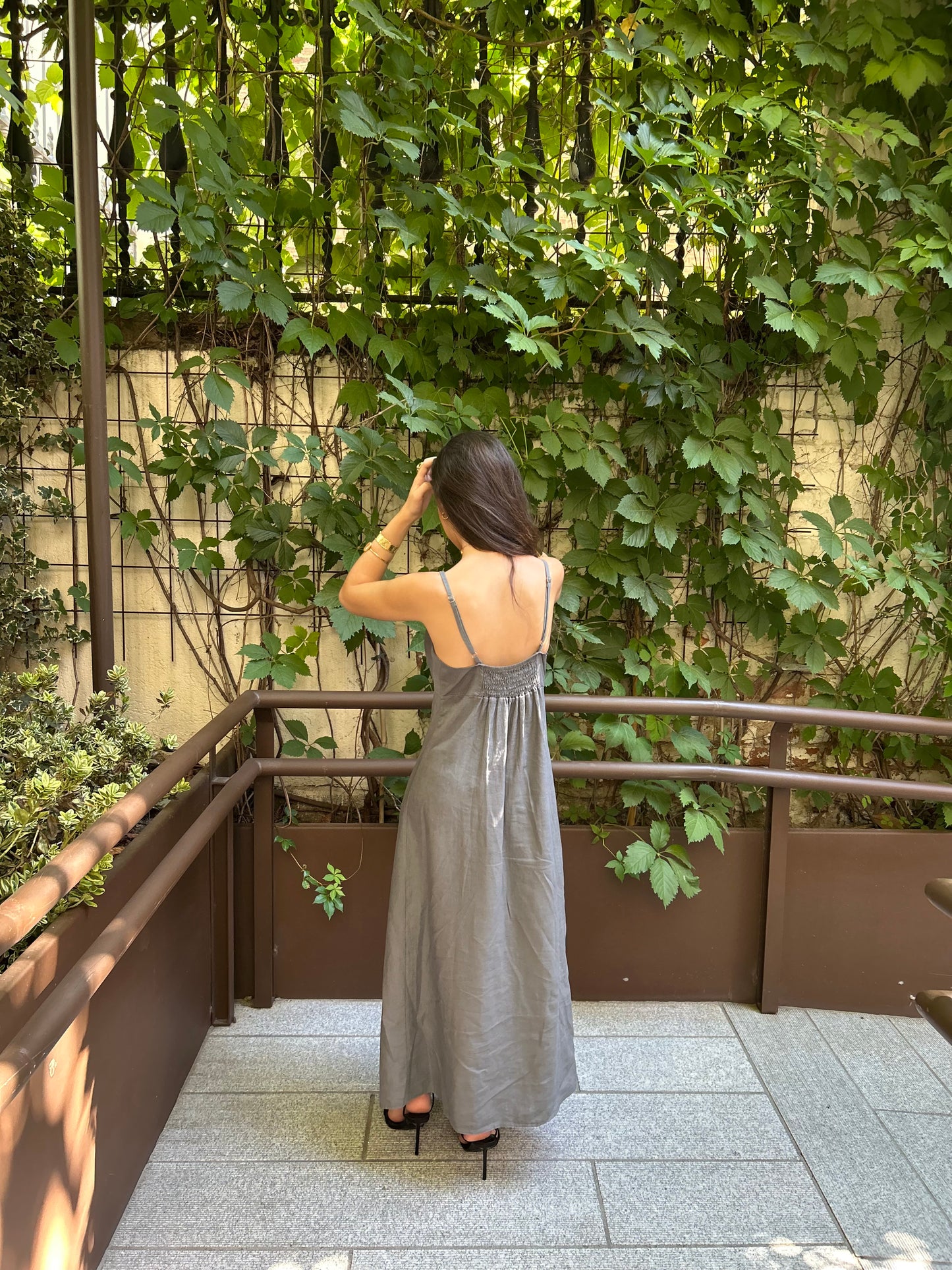 Vestido lino Zahara gris