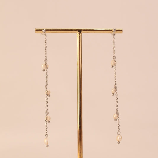 Pendientes Cascada perlas plata