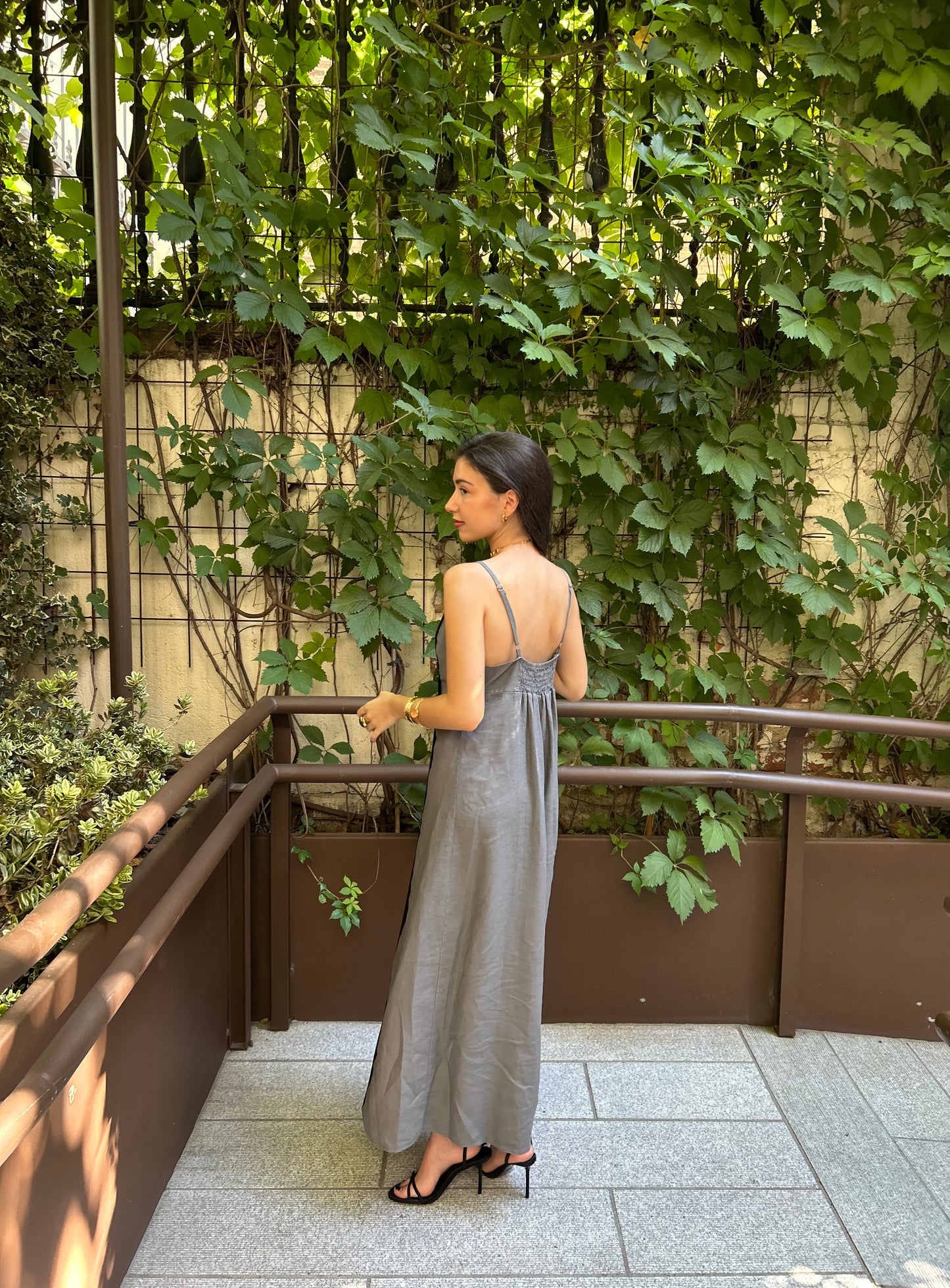 Vestido lino Zahara gris