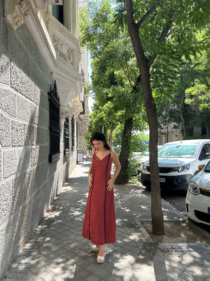 Vestido lino Zahara teja