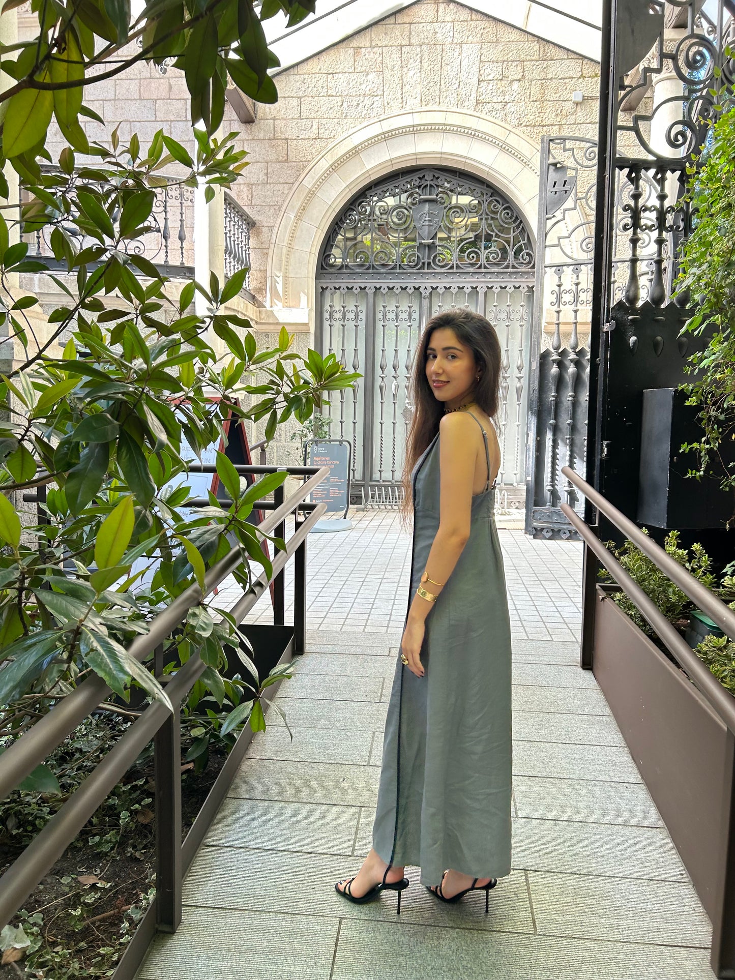 Vestido lino Zahara gris