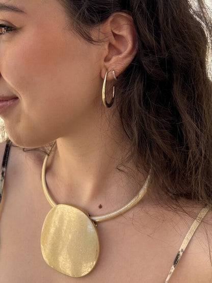 Silver Oval Hoop Earrings