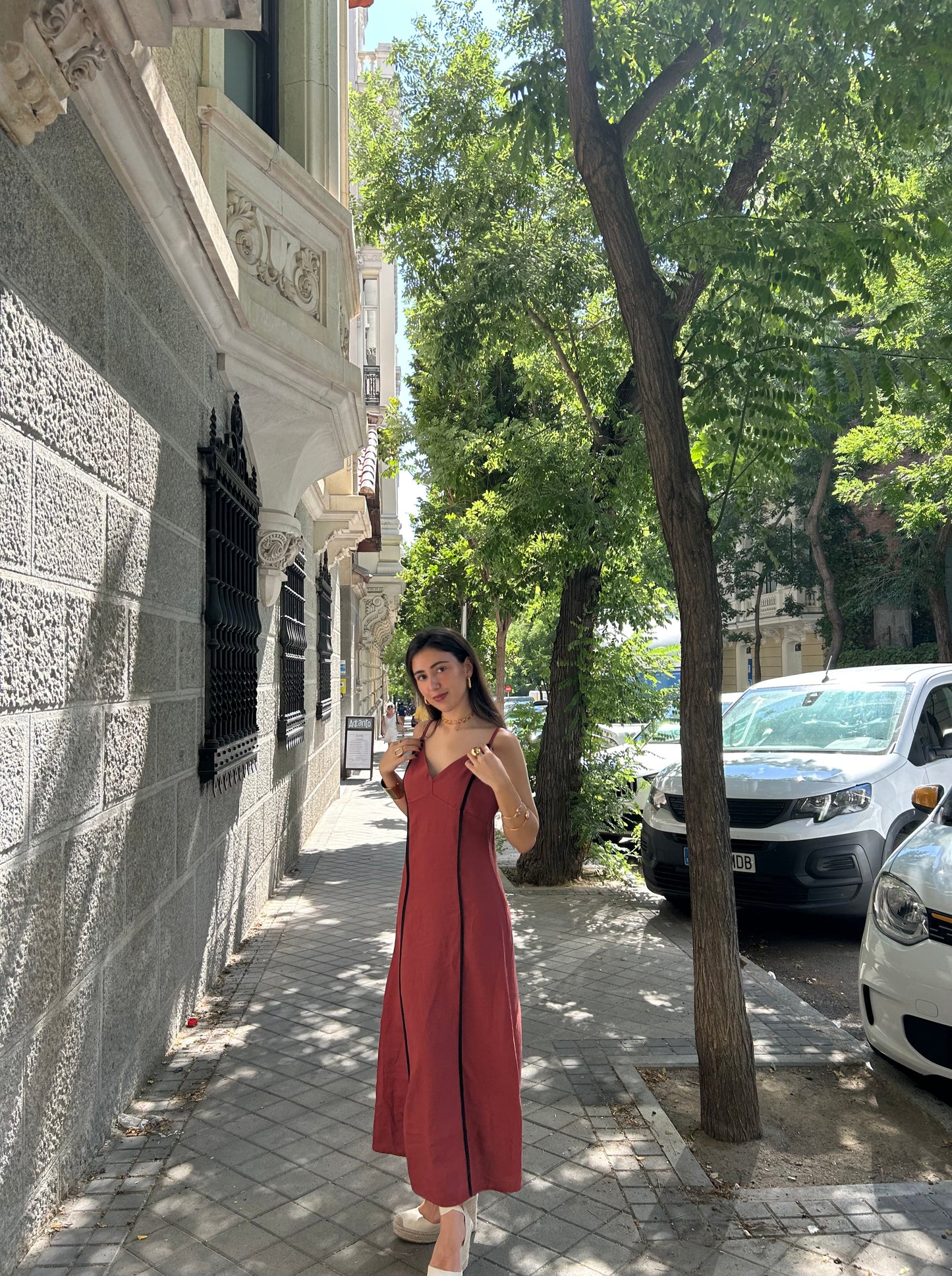 Vestido lino Zahara teja