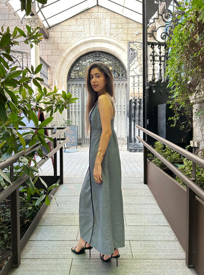 Vestido lino Zahara gris