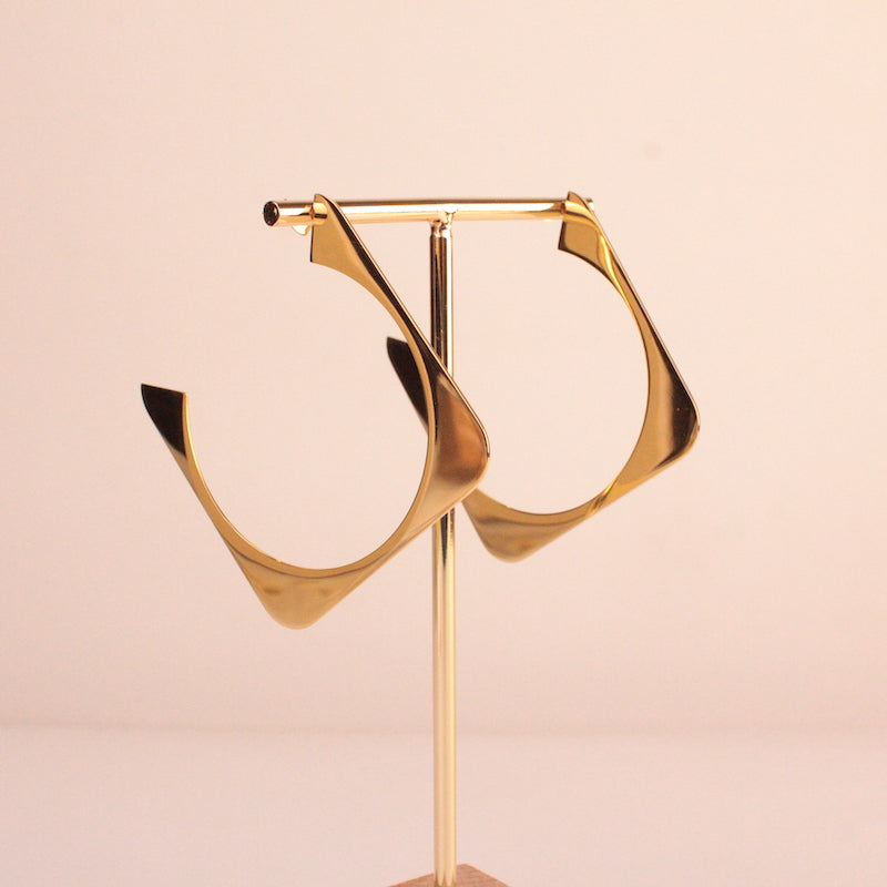 Pendientes Aro Rectángulo Oro