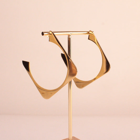 Pendientes Aro Rectángulo Oro