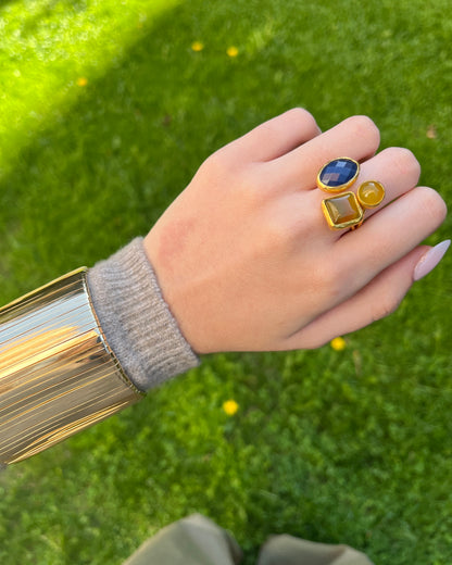 Anillo Triple Piedra Marine