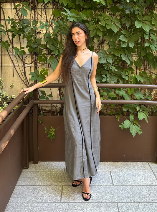 Vestido lino Zahara gris