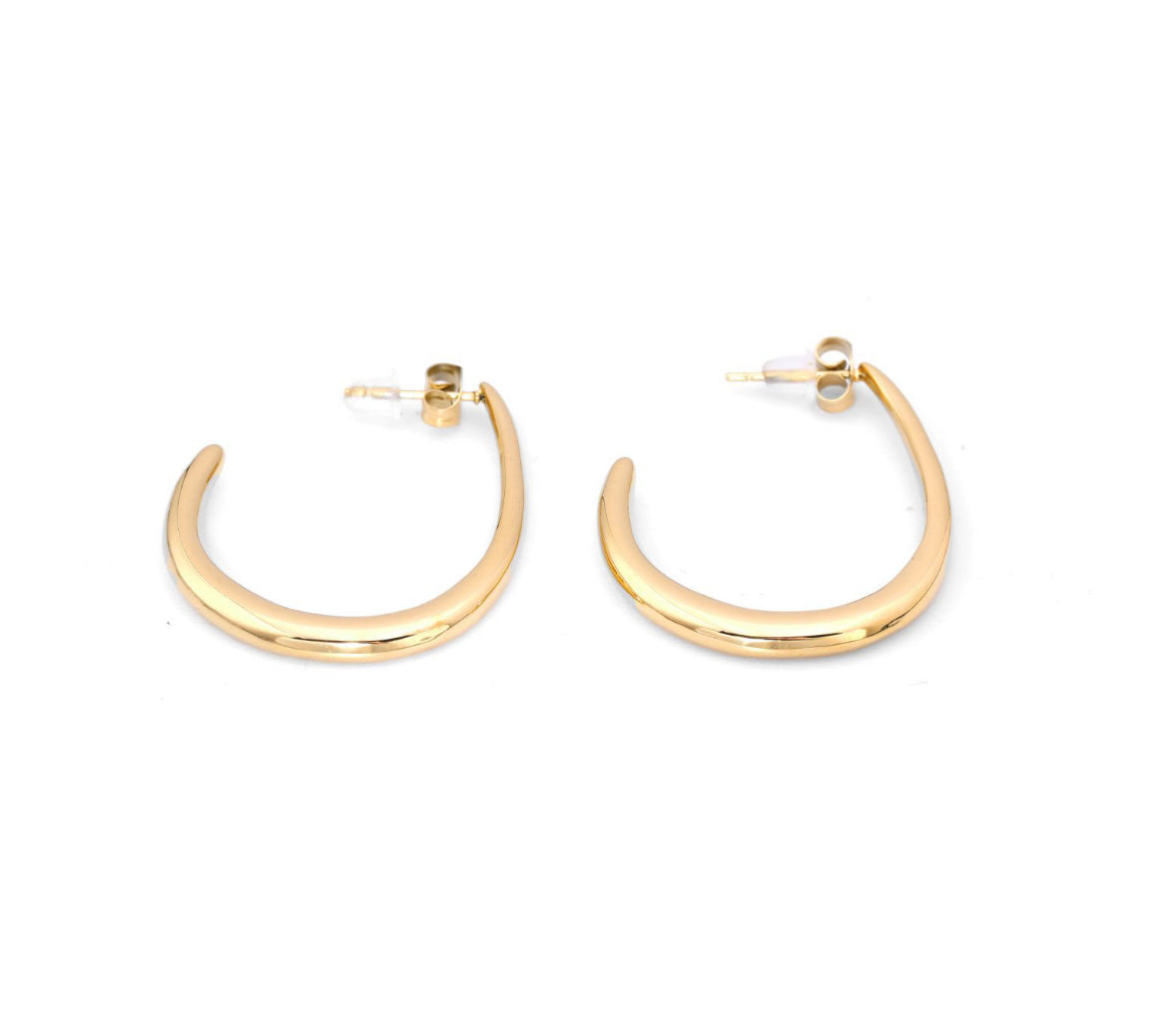 Silver Oval Hoop Earrings