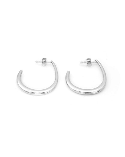 Silver Oval Hoop Earrings