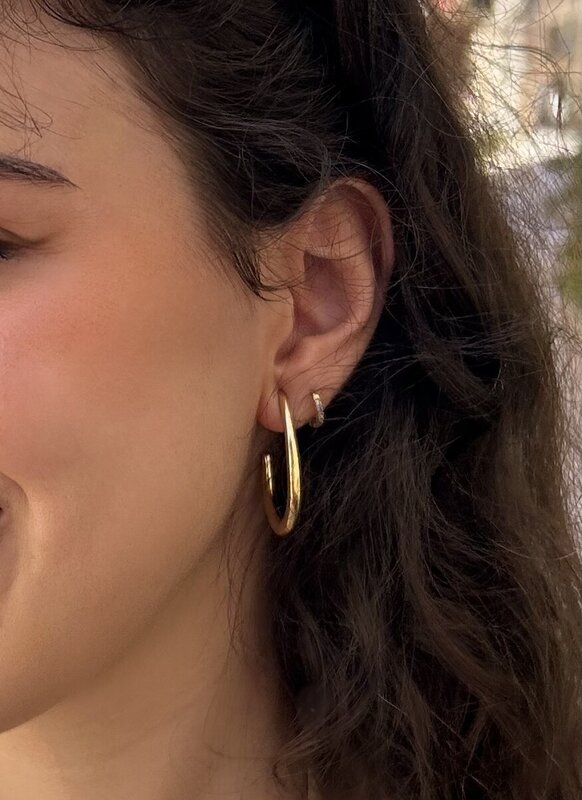 Silver Oval Hoop Earrings